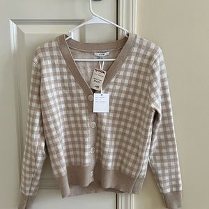 Tan & white button up cardigan